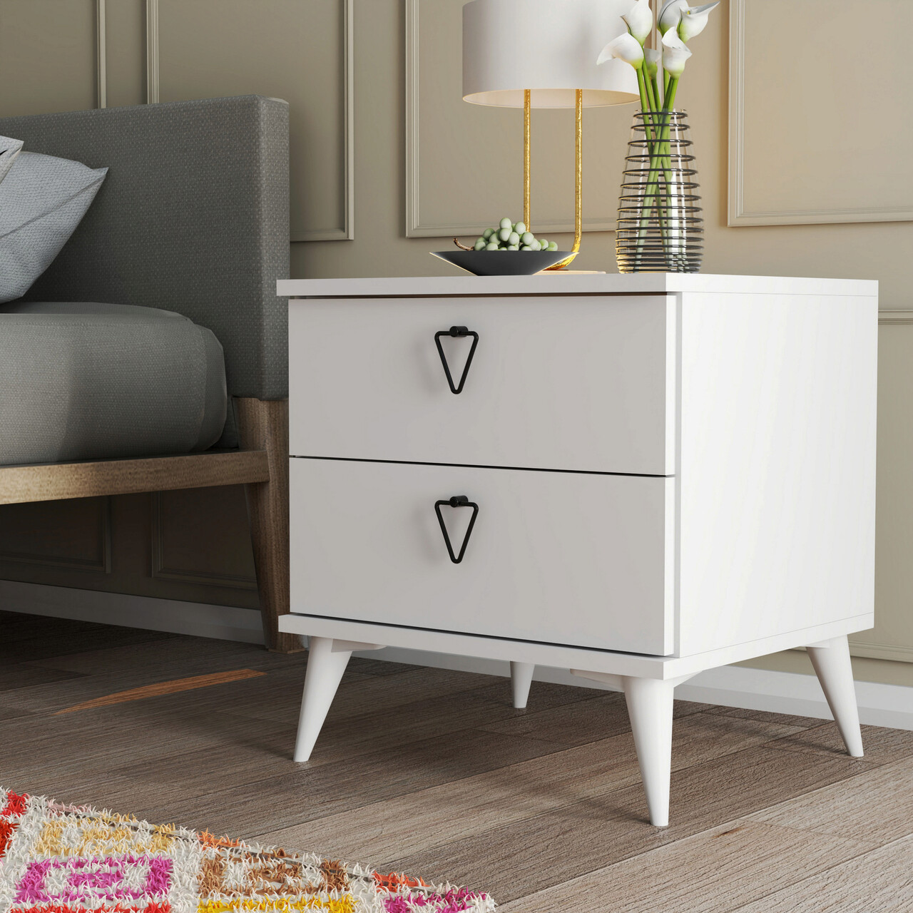 Noptiera, Hanah Home, Versa-Ce 3634, 52x55.1x45 cm, Alb - imagine 6